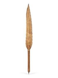 A Wooden Parcel Gilt Quill Weather Vane Fragment