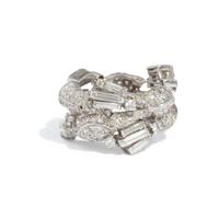 PLATINUM AND DIAMOND FLORAL MOTIF RING