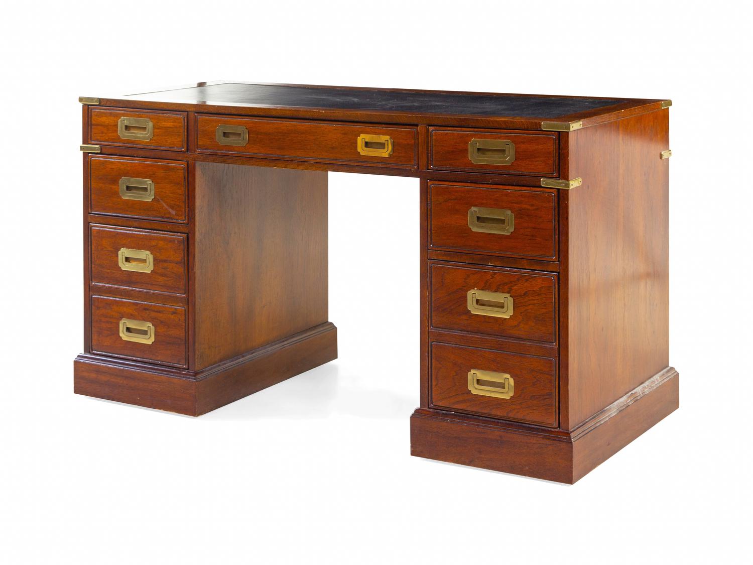 A George III Style Brass Mounted Campaign Desk