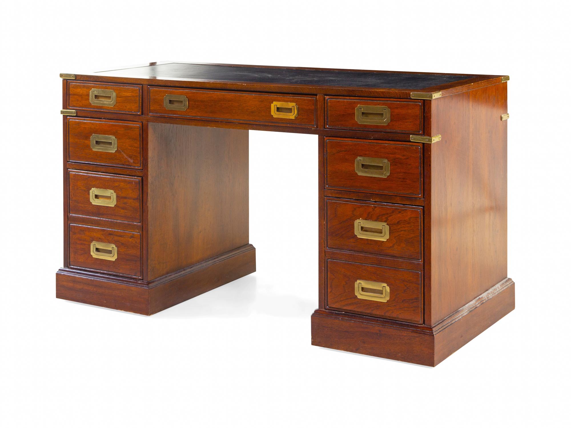 A George III Style Brass Mounted Campaign Desk