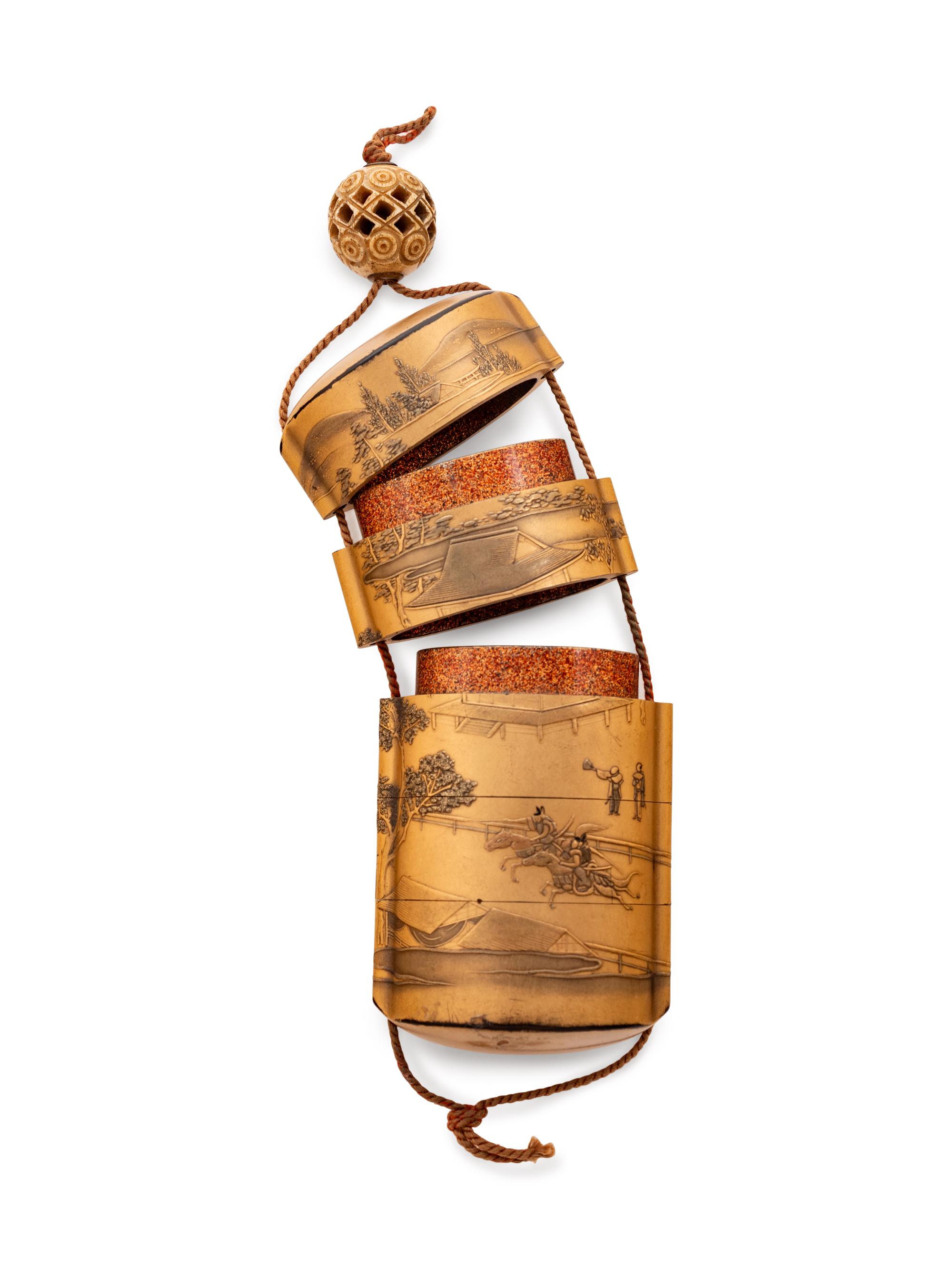 A Gold Lacquer Four-Case Inro