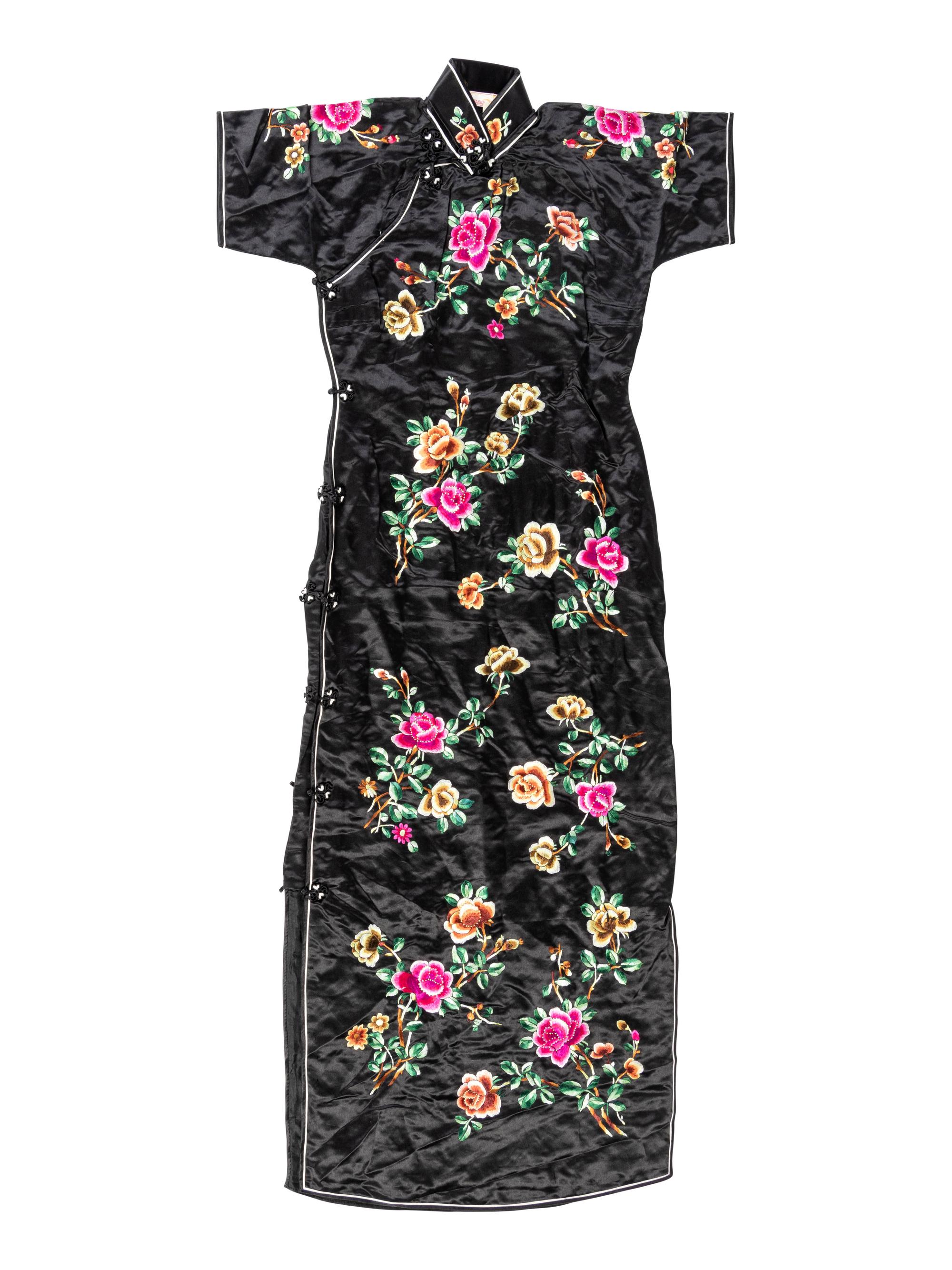 Three Chinese Embroidered Silk Satin Clothing Articles