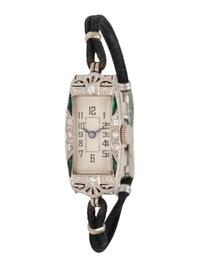 ART DECO, PLATINUM AND DIAMOND WRISTWATCH