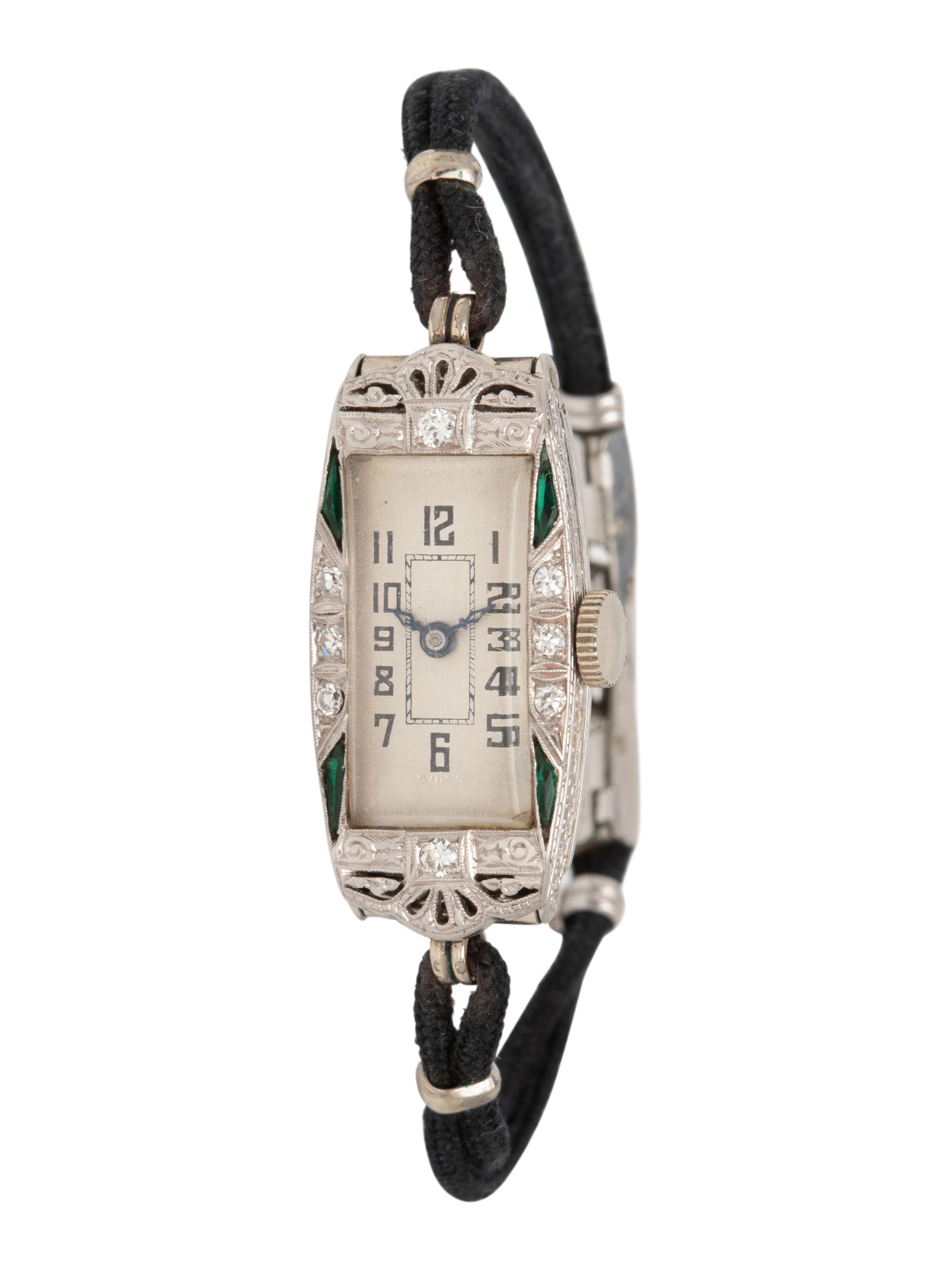 ART DECO, PLATINUM AND DIAMOND WRISTWATCH