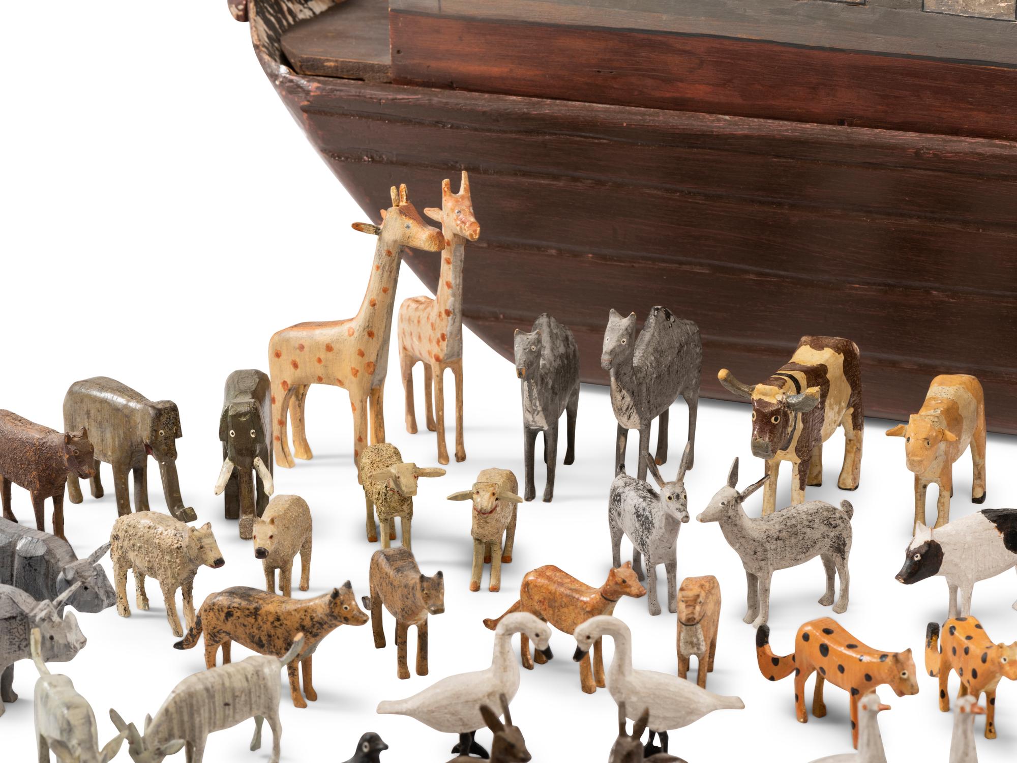 A Large Noah’s Ark with Lift-Off Cover and Large Number of Paired Animals
