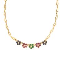 VAN CLEEF & ARPELS, MULTIGEM AND YELLOW GOLD FLOWER NECKLACE