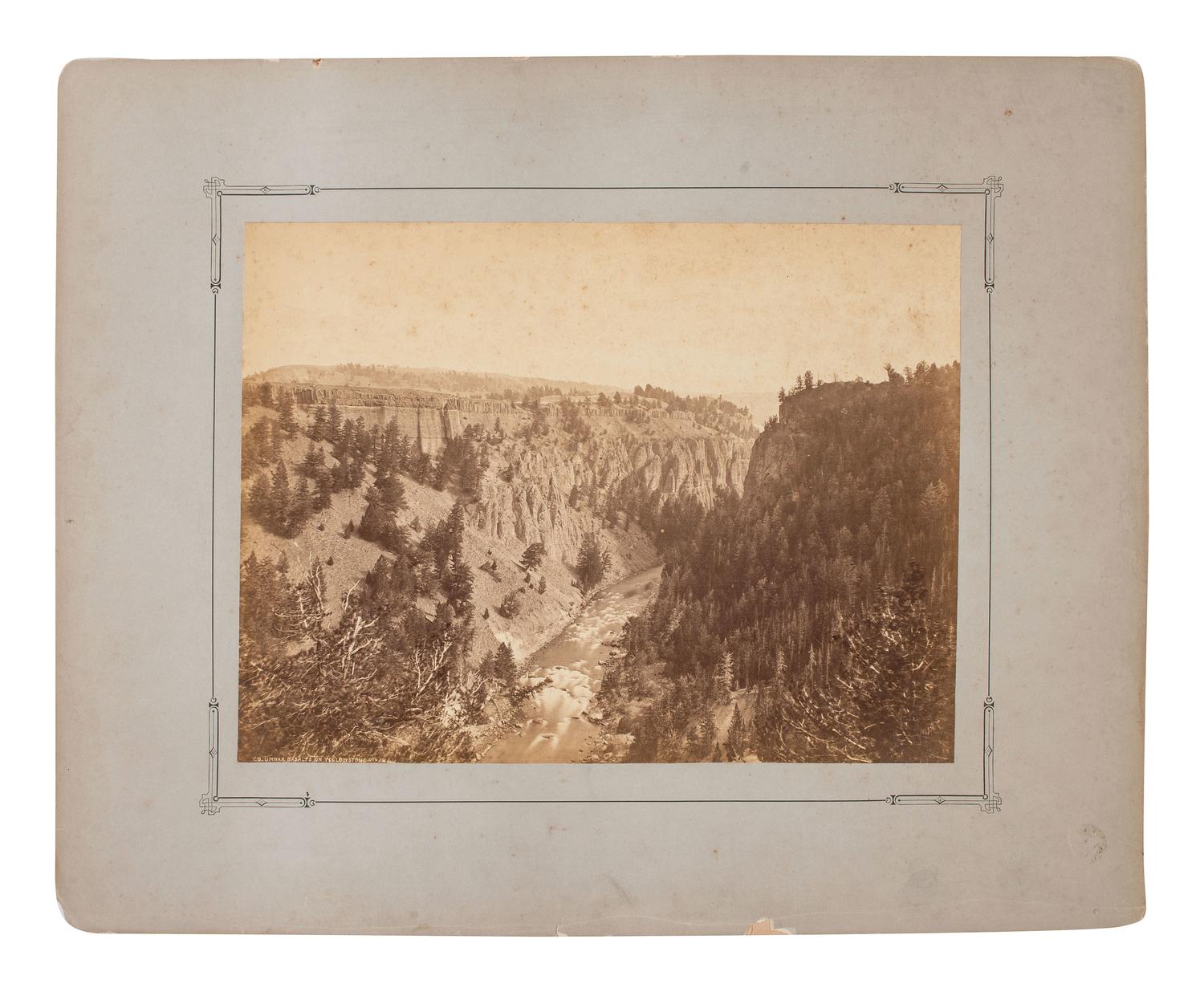 [WESTERN AMERICANA]. JACKSON, William Henry (1843-1942), photographer. A group of 2 albumen photographs of Yellowstone National Park, Wyoming. Ca 1870s.