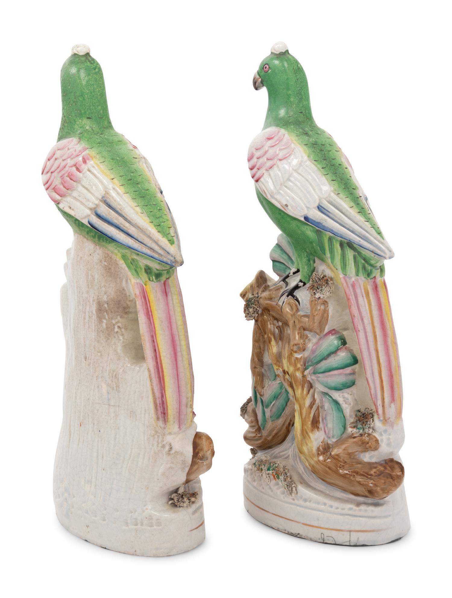 A Pair of Staffordshire Bird Figures