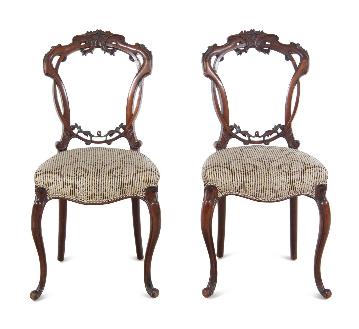 A Pair of French Aesthetic Movement Mahogany Side Chairs
