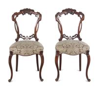 A Pair of French Aesthetic Movement Mahogany Side Chairs