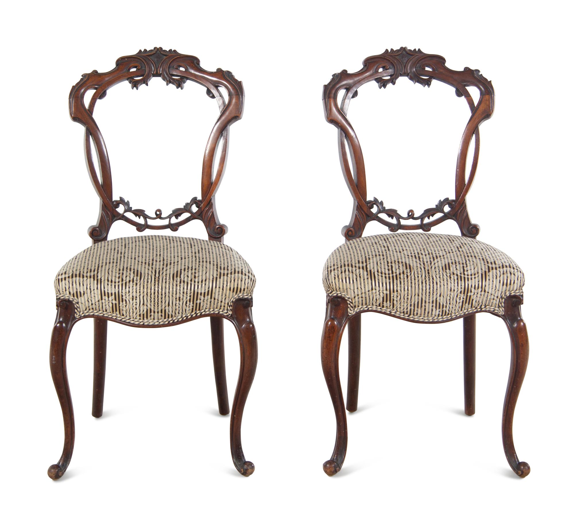 A Pair of French Aesthetic Movement Mahogany Side Chairs