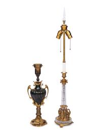 Two Continental Gilt Bronze Mounted Table Lamps