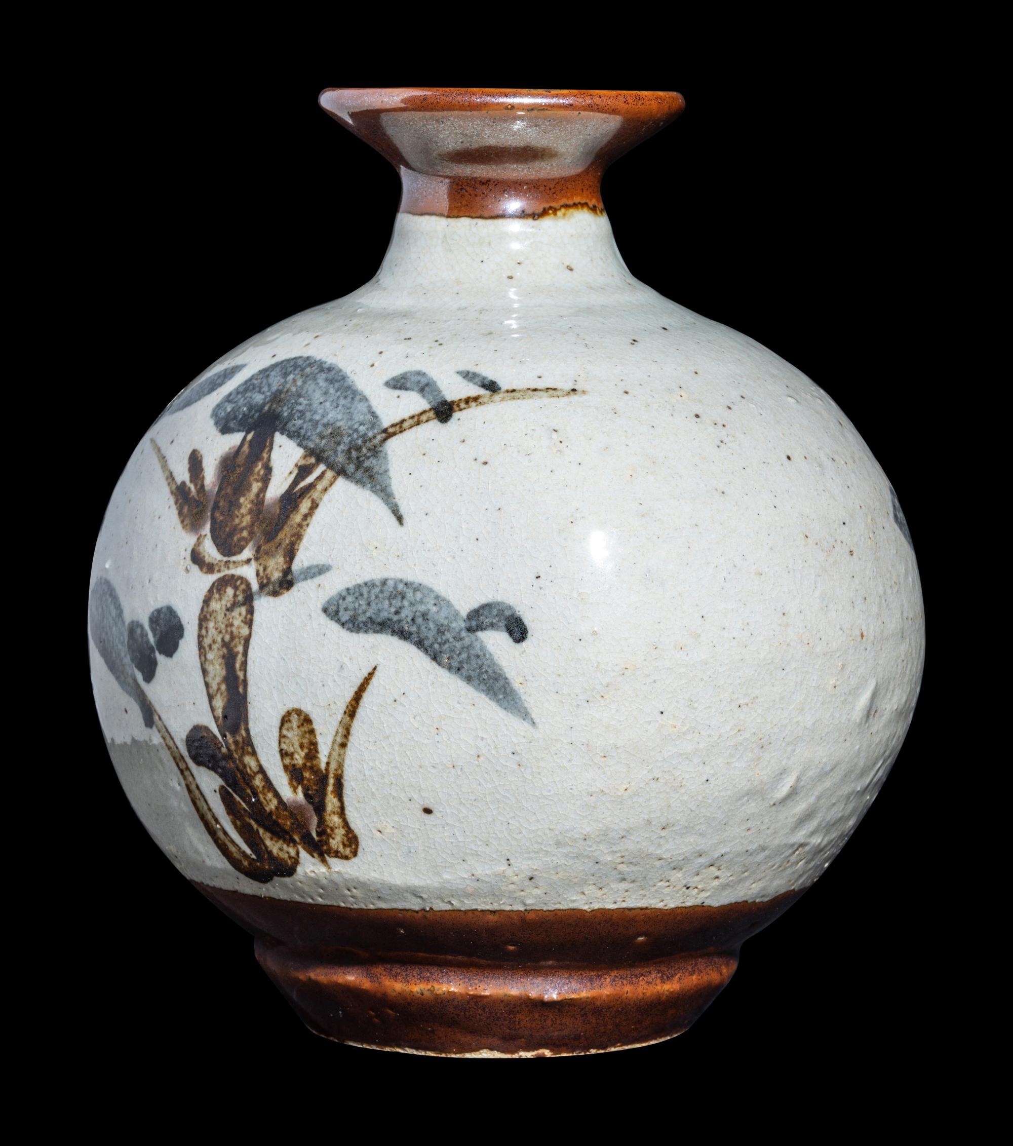 A Japanese Painted Stoneware Jar