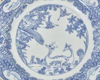 An English Delft octagonal blue and white "Chinoiserie" plate, circa 1750