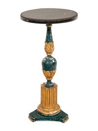An Italian Painted and Parcel Gilt Faux Malachite Side Table