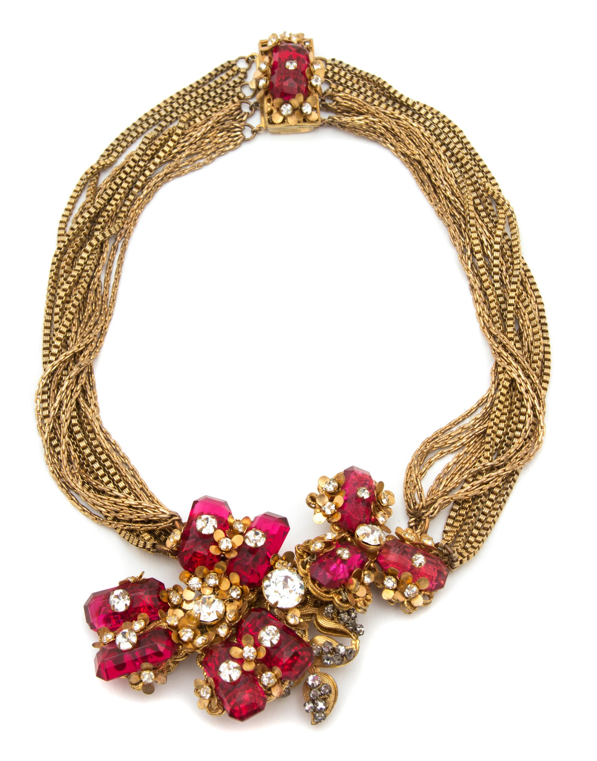 A Miriam Haskell Goldtone and Rhinestone Necklace, 16".