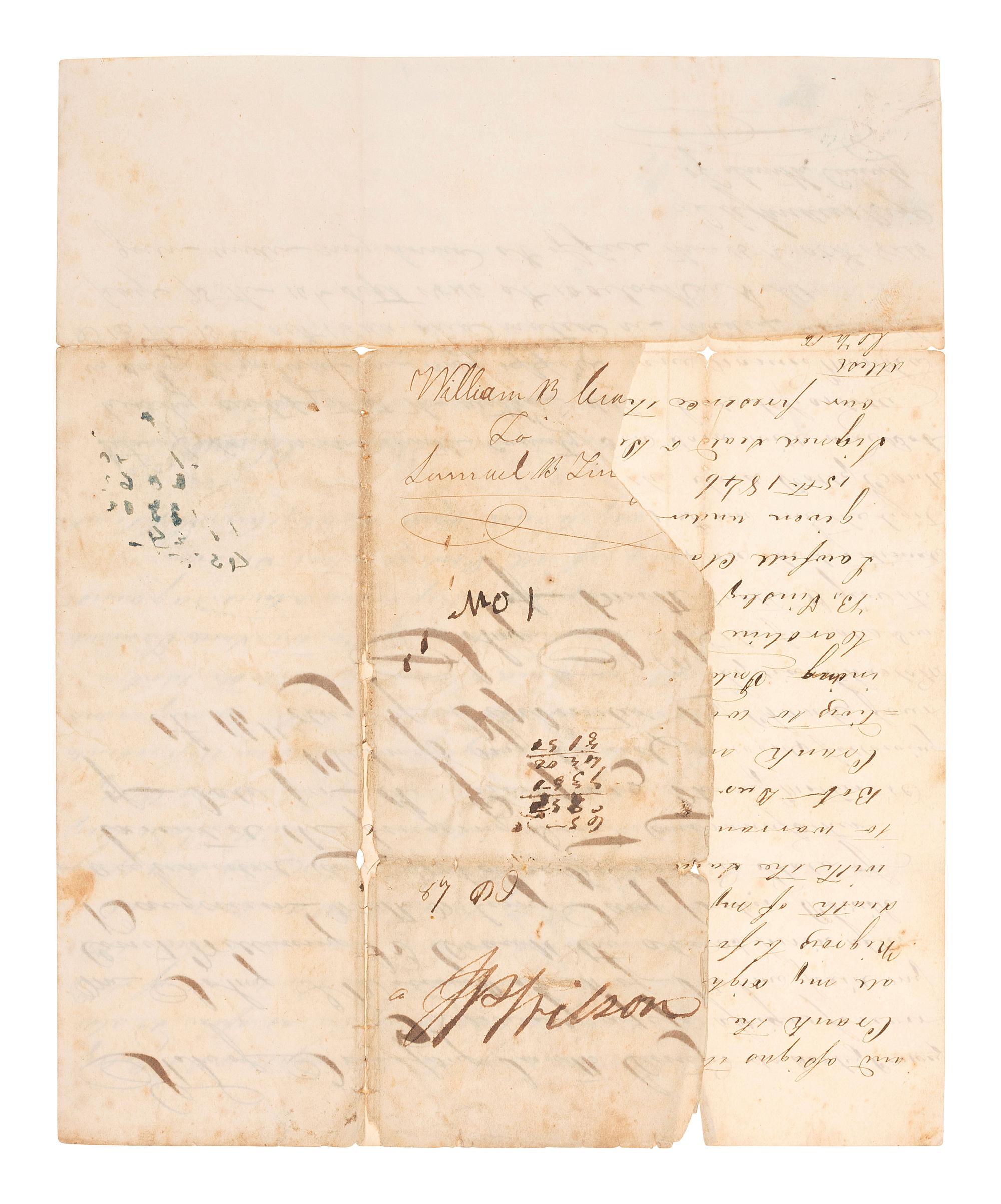 [ENSLAVEMENT]. Manuscript estate document outlining division of enslaved persons. 15 September 1846.
