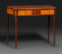 A Federal Birch Veneered and Inlaid Mahogany Game Table