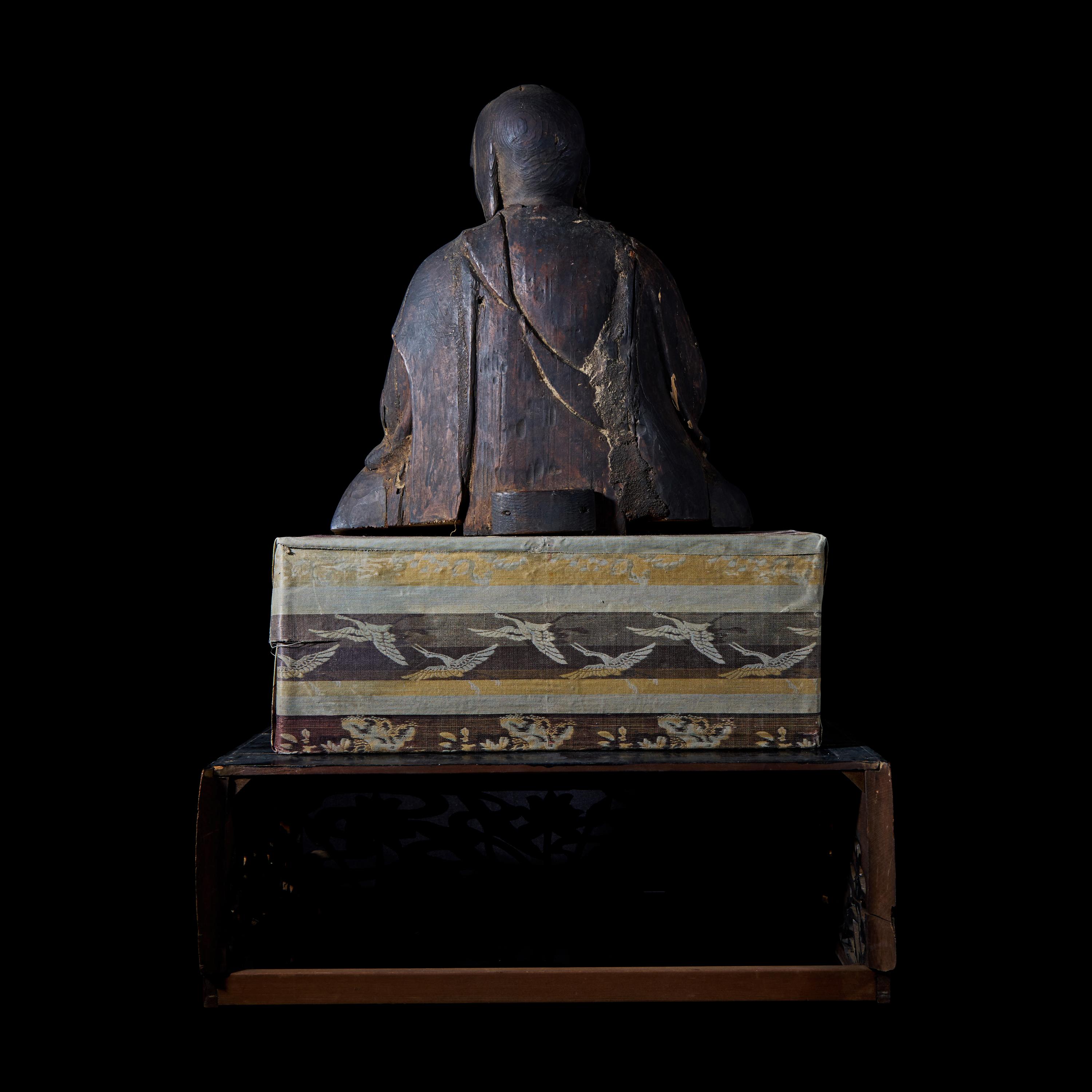 A Japanese Wood Figure of a Rakan, Edo Period