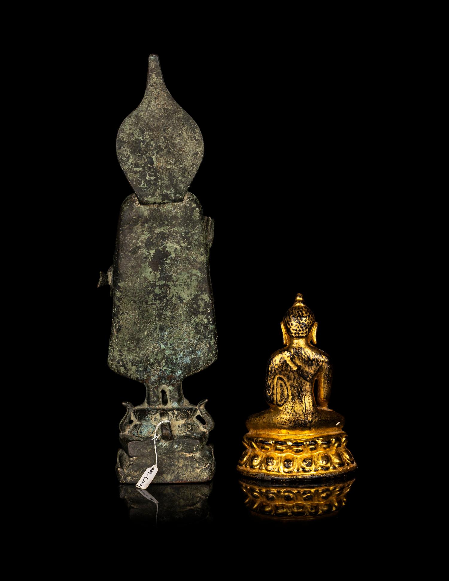 Two Burmese Bronze Figures of Buddha