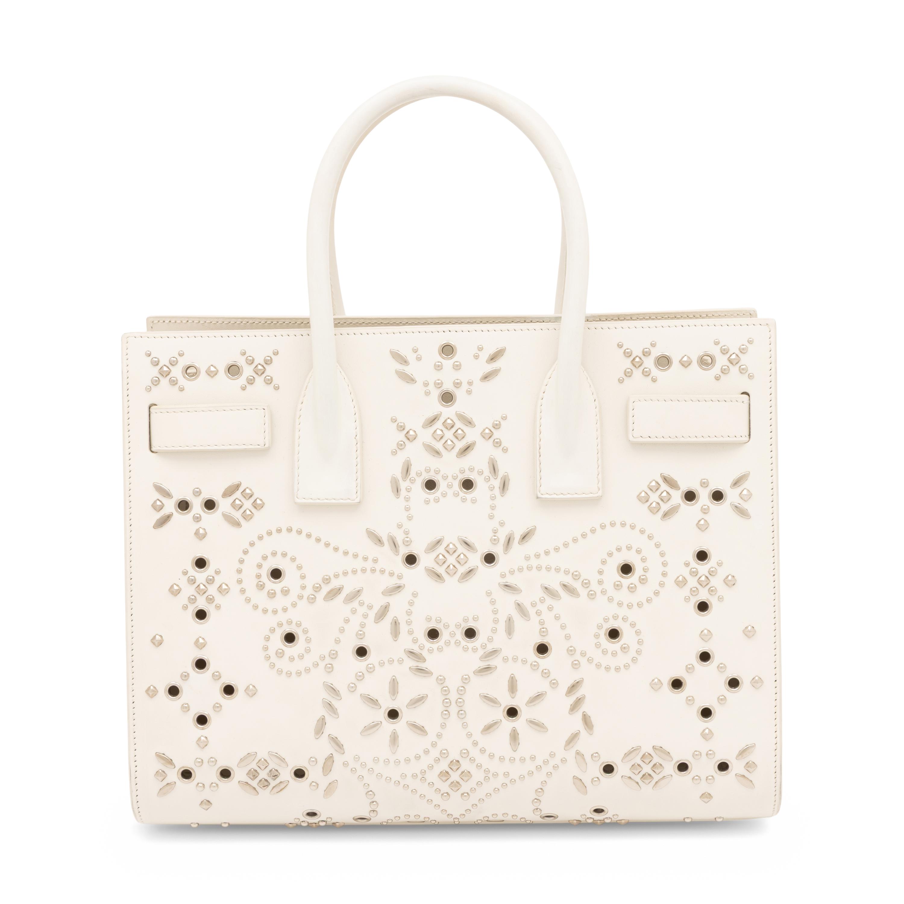 Saint Laurent, Sac du Jour in Bandana-Studded White Leather