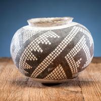 Snowflake, Black-on-White Pottery Seed Jar