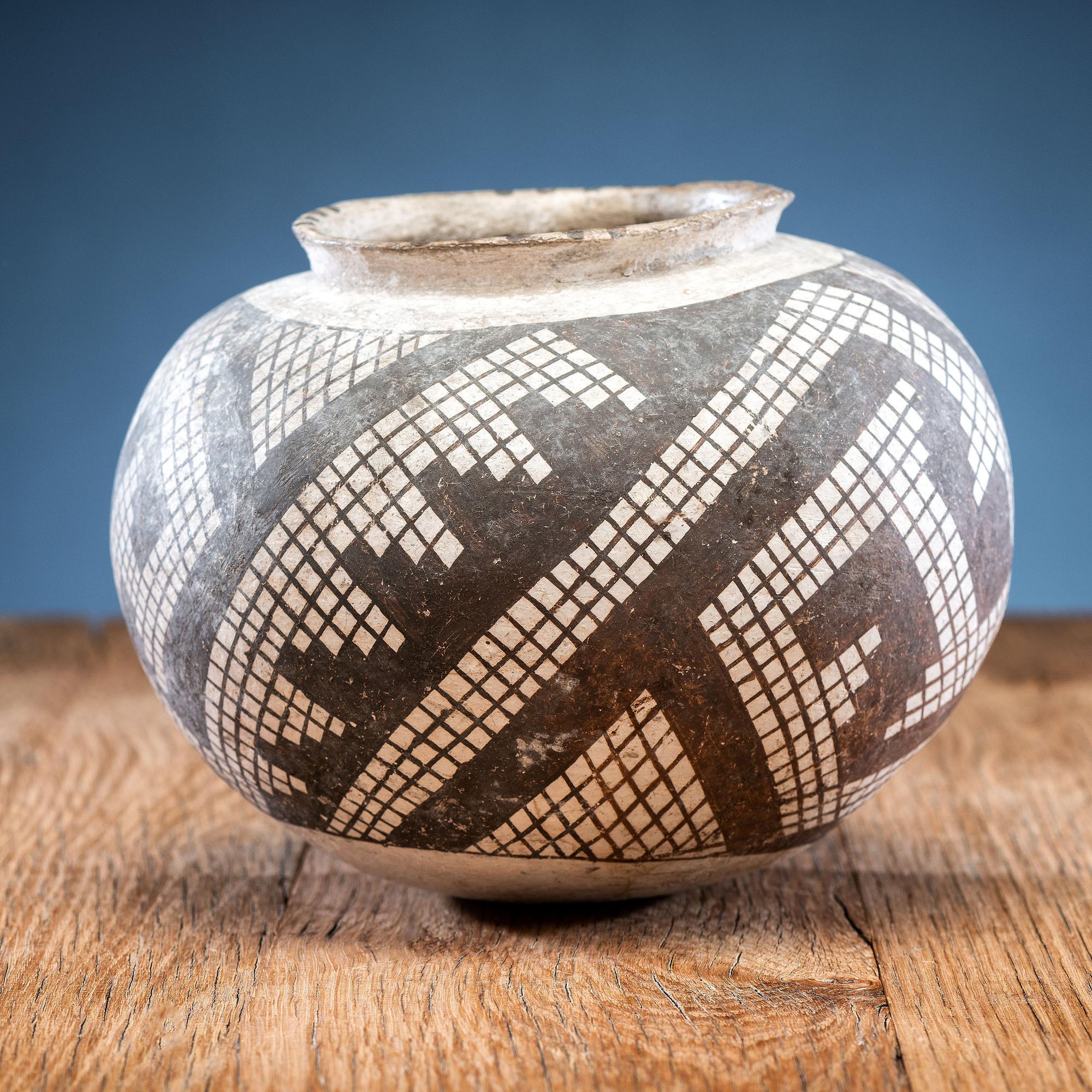 Snowflake, Black-on-White Pottery Seed Jar