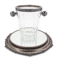 An English Silver Mounted Cut-Glass Wine Cooler and Undertray