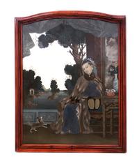 A Chinese Reverse Painted Mirror, QIANLONG PERIOD, CIRCA 1765, Overall height 28 x width 22 inches. — QIANLONG PERIOD, CIRCA 1765,
