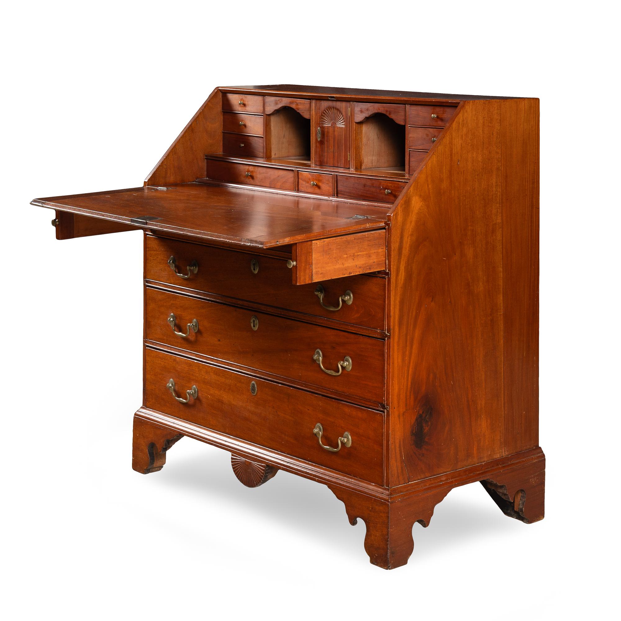 A Chippendale Carved Mahogany Slant-Front Desk