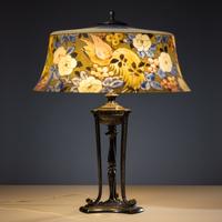 Reverse-painted Birds of Paradise lamp