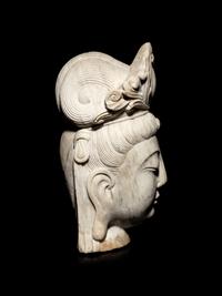 A Chinese White Marble Head of Guanyin