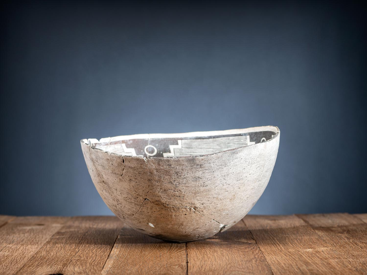 Mimbres Black-on-White Pottery Bowl