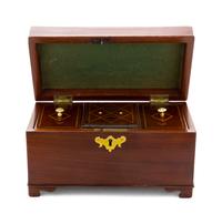 An English Mahogany and Marquetry Tea Caddy