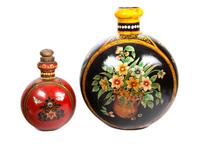A Large Painted Metal Bottle Height of first 21 1/2 inches. — 20TH CENTURY