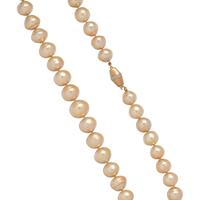 CULTURED GOLDEN BAROQUE PEARL AND DIAMOND NECKLACE