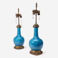 ARO - A Pair of Ormolu-Mounted Theodore Deck Faience 'Persian Blue' Ground Vases Late 19th century