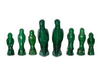 A Group of Eight Chinese Export Ceramic Parrots