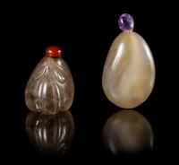 An Agate Snuff Bottle and Rock Crystal Snuff Bottle