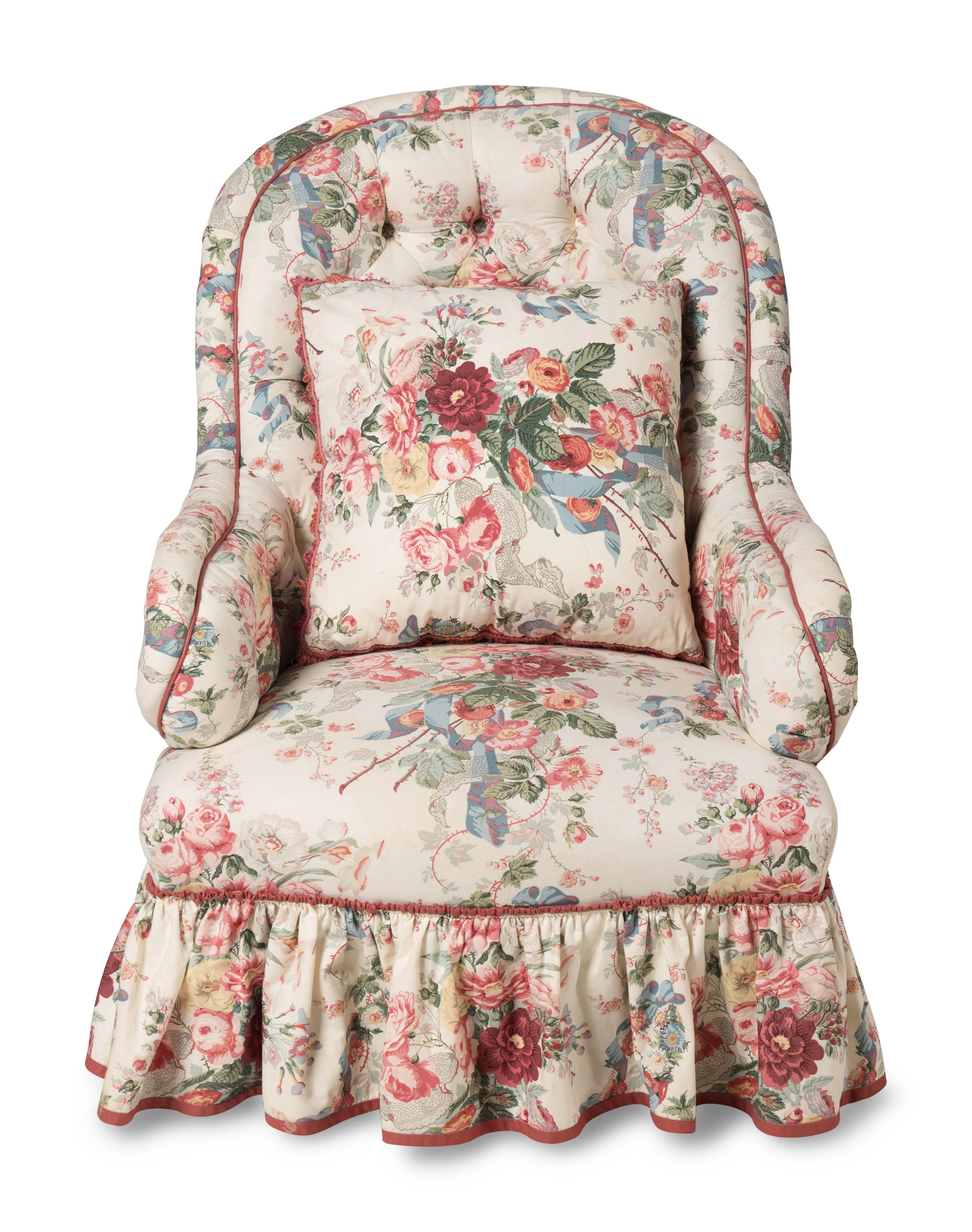 A Victorian Chintz Upholstered Armchair