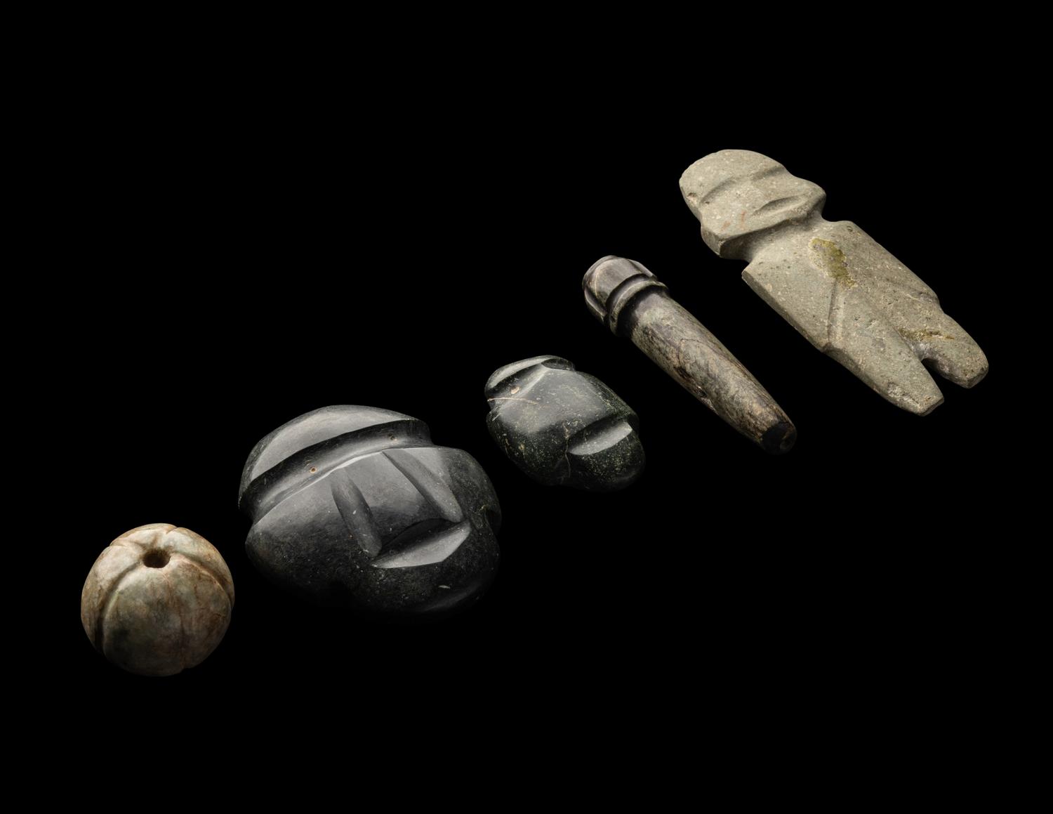 Five Mezcala Stone Objects and One Bronze Axe