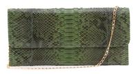 A Carlos Falchi Green Exotic Skin Clutch, 12" x 6" x .5".
