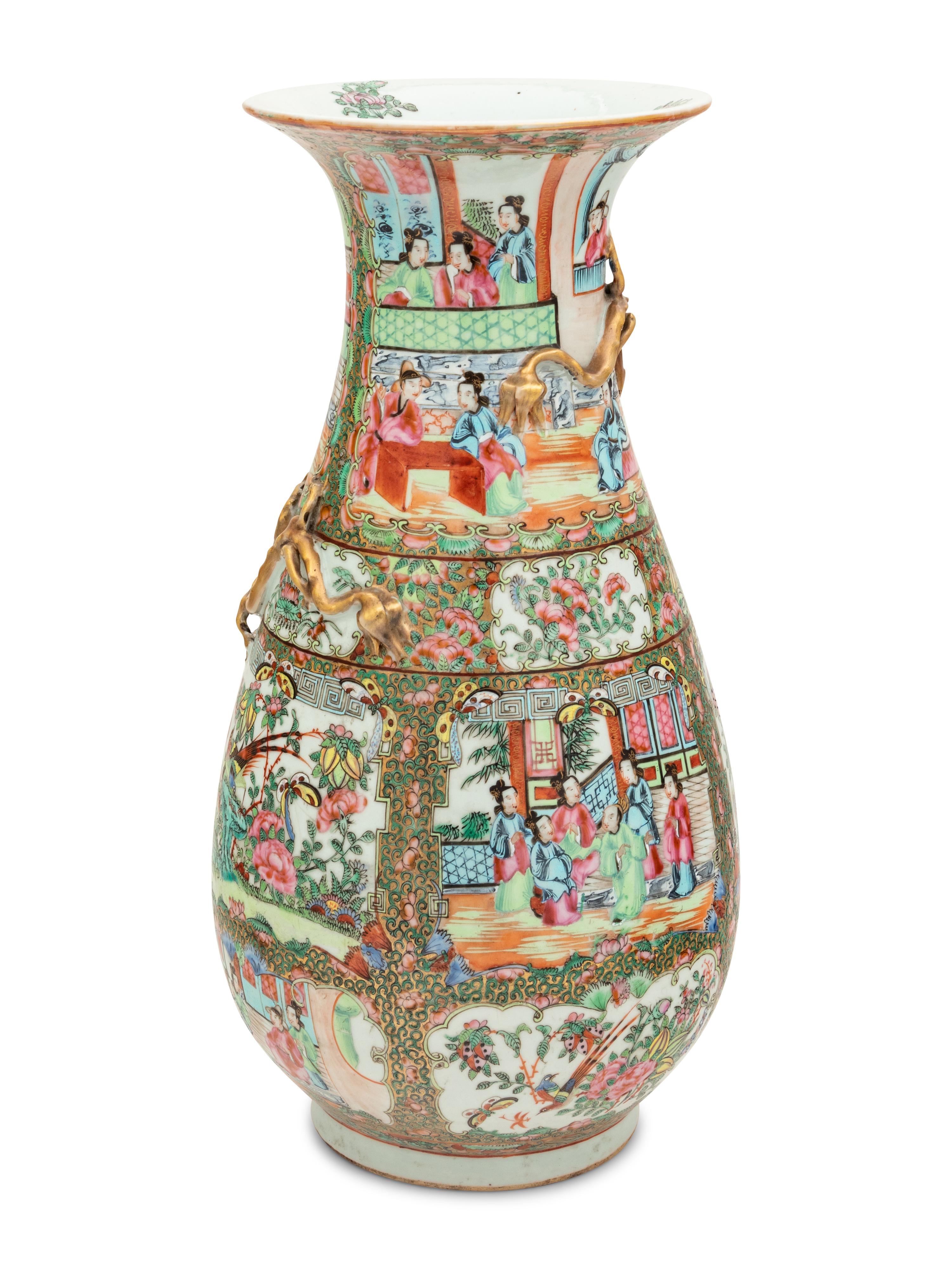 A Large Rose Medallion Porcelain Vase