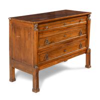 An Italian Neoclassical Gilt Metal Mounted Walnut Chest of Drawers