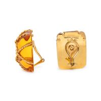 SEAMAN SCHEPPS, AMBER AND YELLOW GOLD 'CAGE' EARRINGS