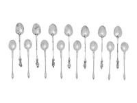 Two Sets of Silver Coffee Spoons with Figural Handles