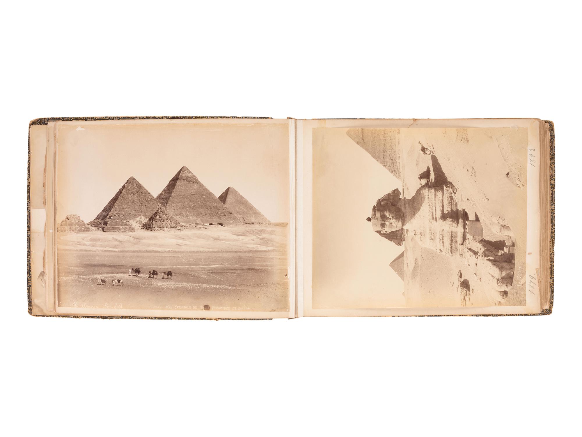 [EARLY PHOTOGRAPHY] Album containing albumen prints of Egyptian scenes and landmarks by various photographers.
