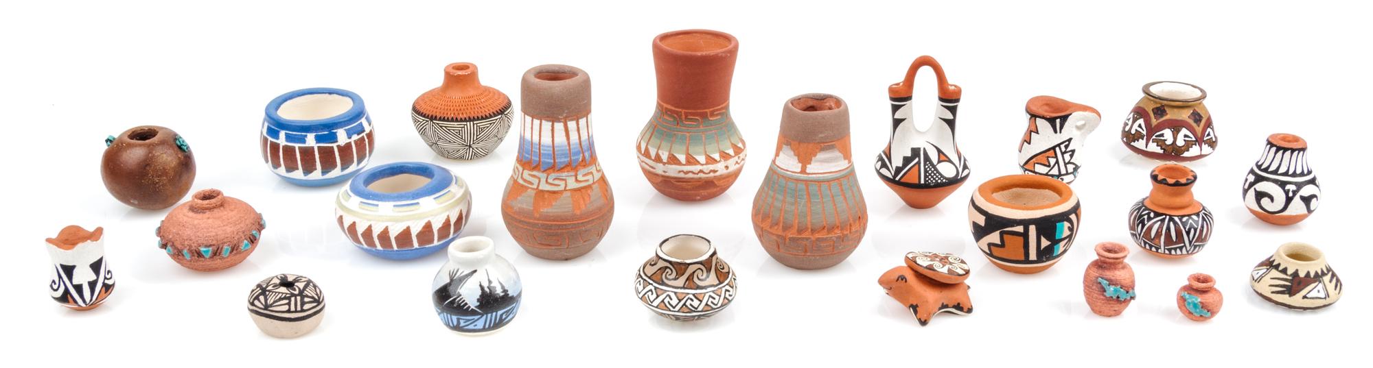 A Collection of Native American Pottery Articles Height of tallest 1 3/4 inches. — Various Makers