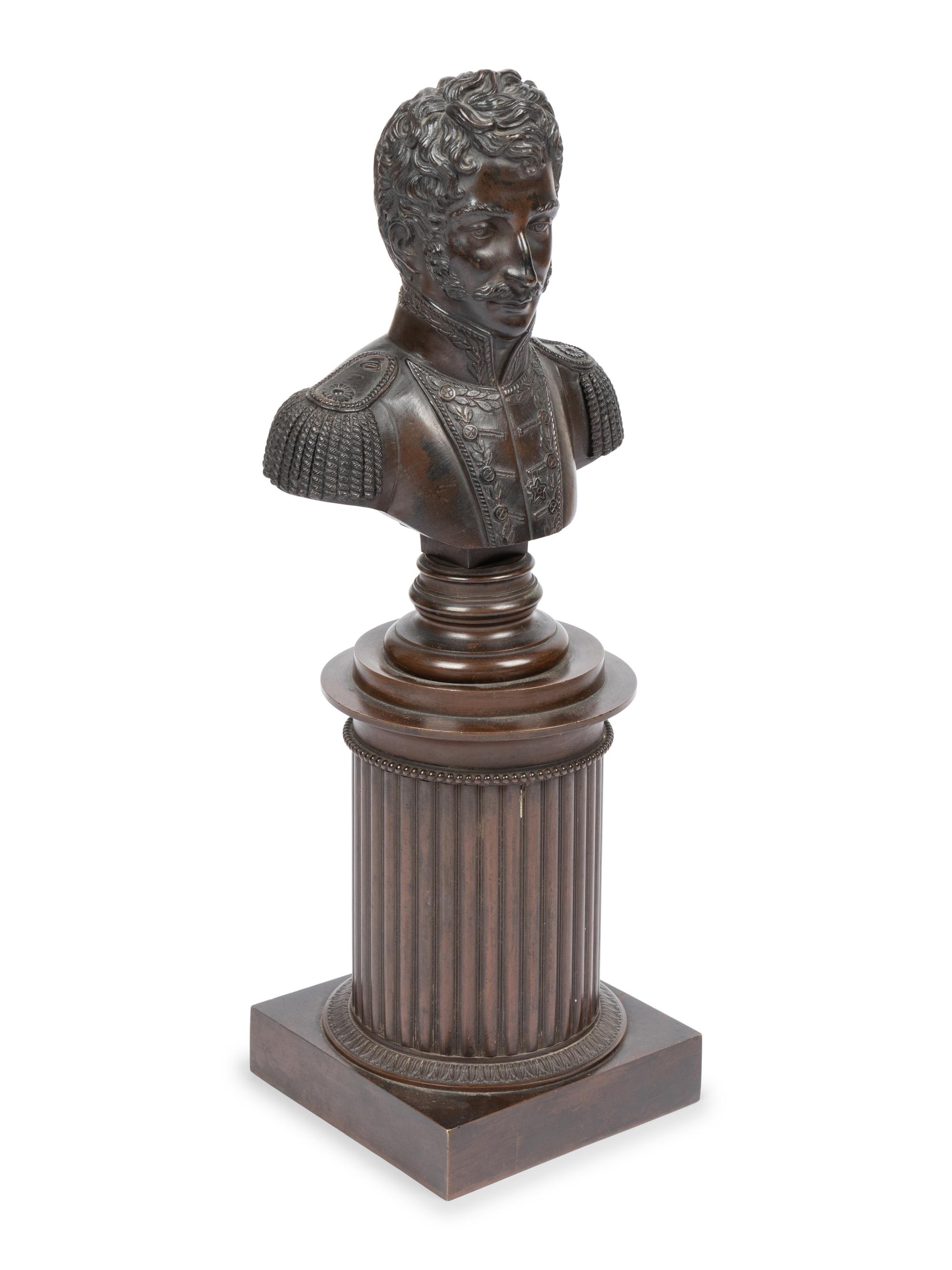 A Continental Bronze Bust on a Socle Base