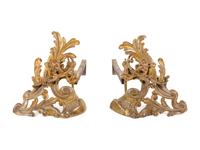 A Pair of Louis XV Style Gilt Metal Chenets